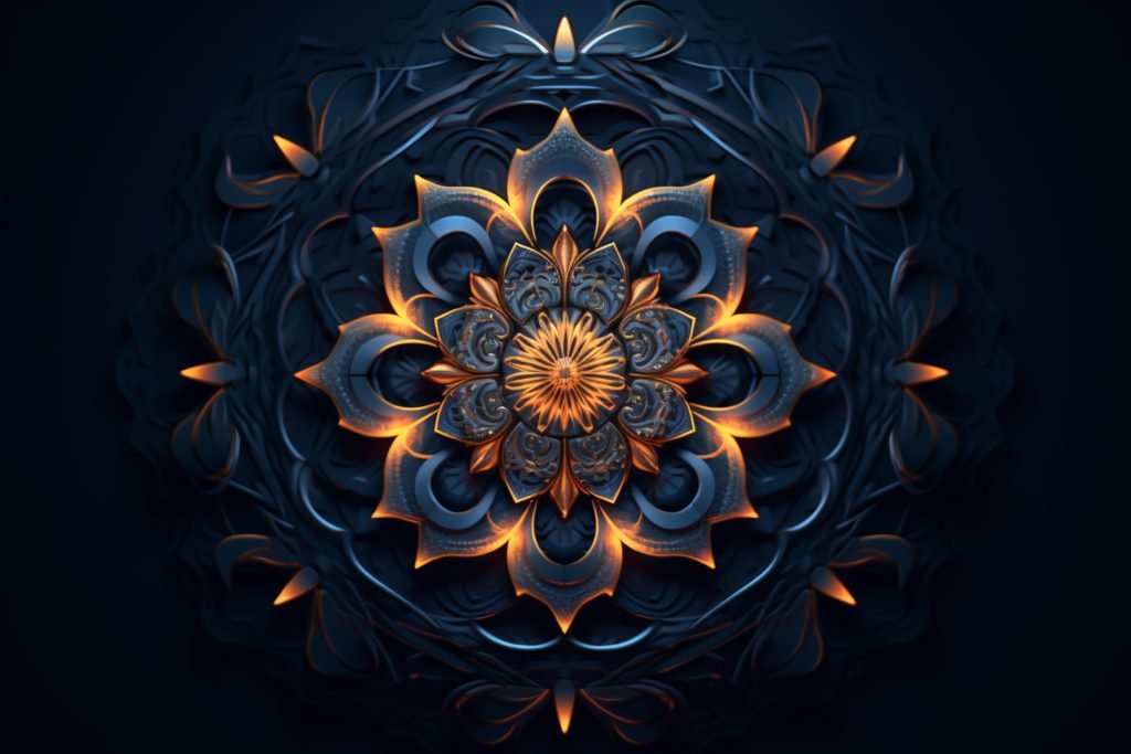 Glowing mandala patterns radiating from a central 00711 00